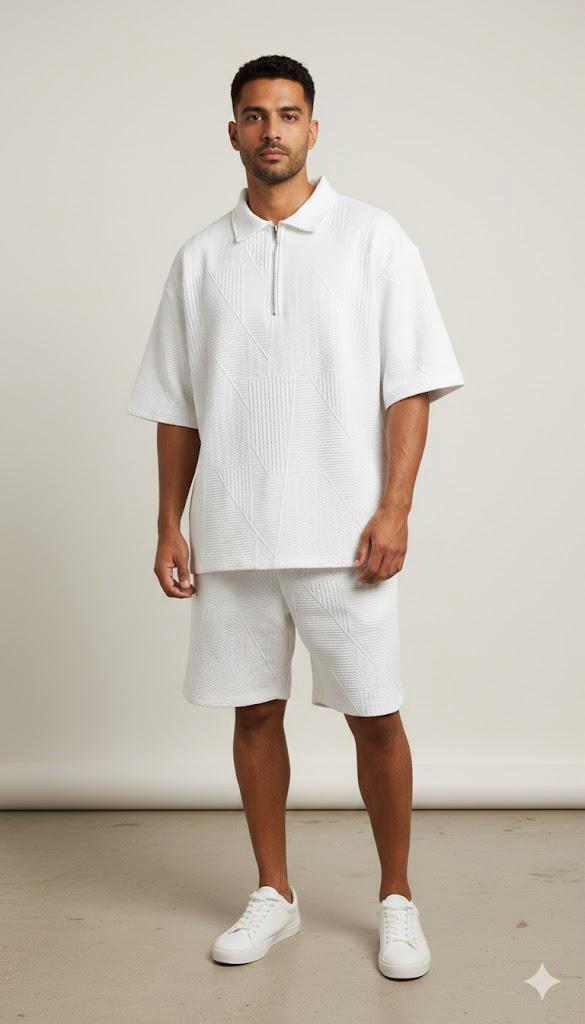 White Polo Shorts Set