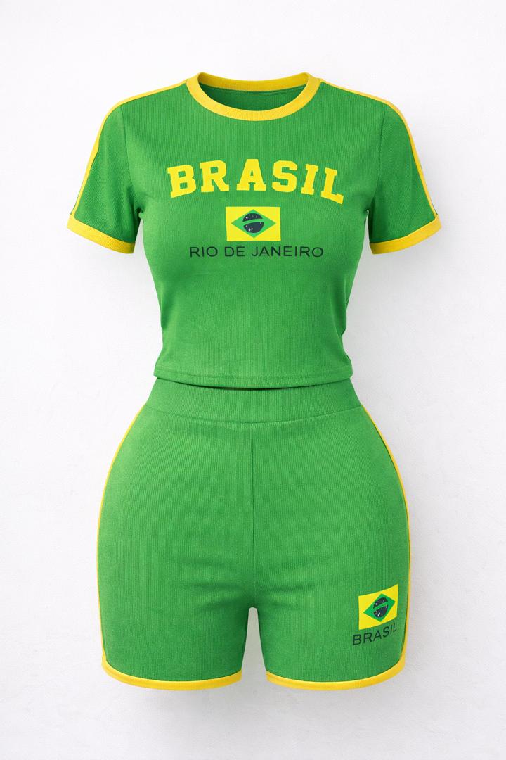 Brazil Crop Jersey and Shorts Set
