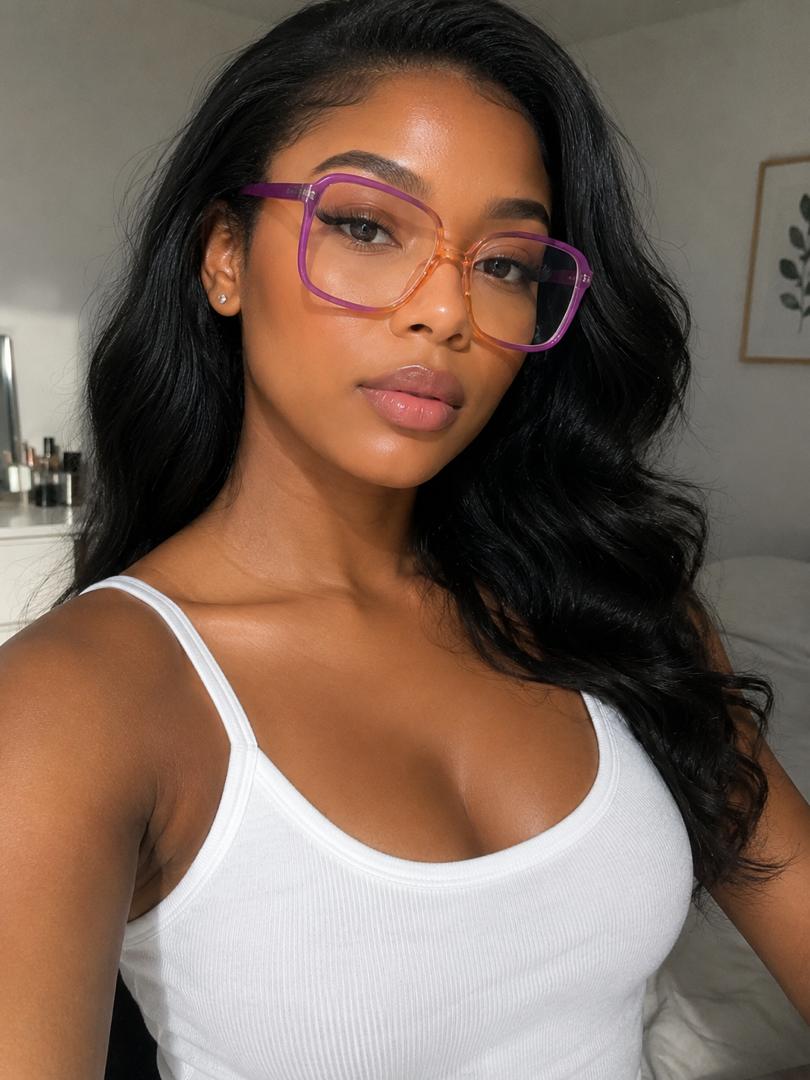 Pink Clear Square Glasses