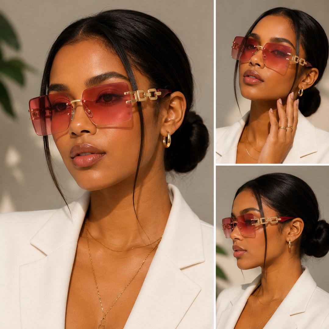 Pink Rectangle Sunglasses