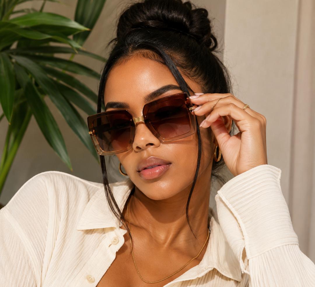 Brown Oversized Square Sunglasses