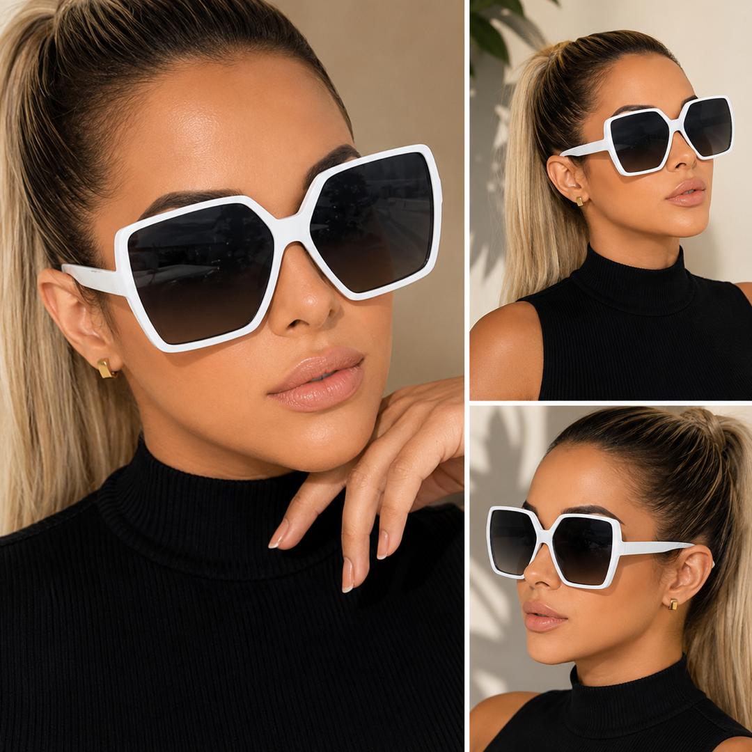 White Oversized Square Sunglasses