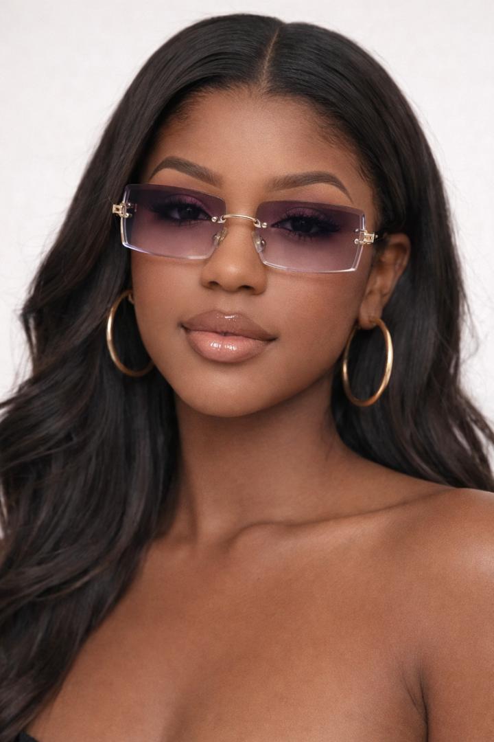 Purple Slim Rectangle Sunglasses