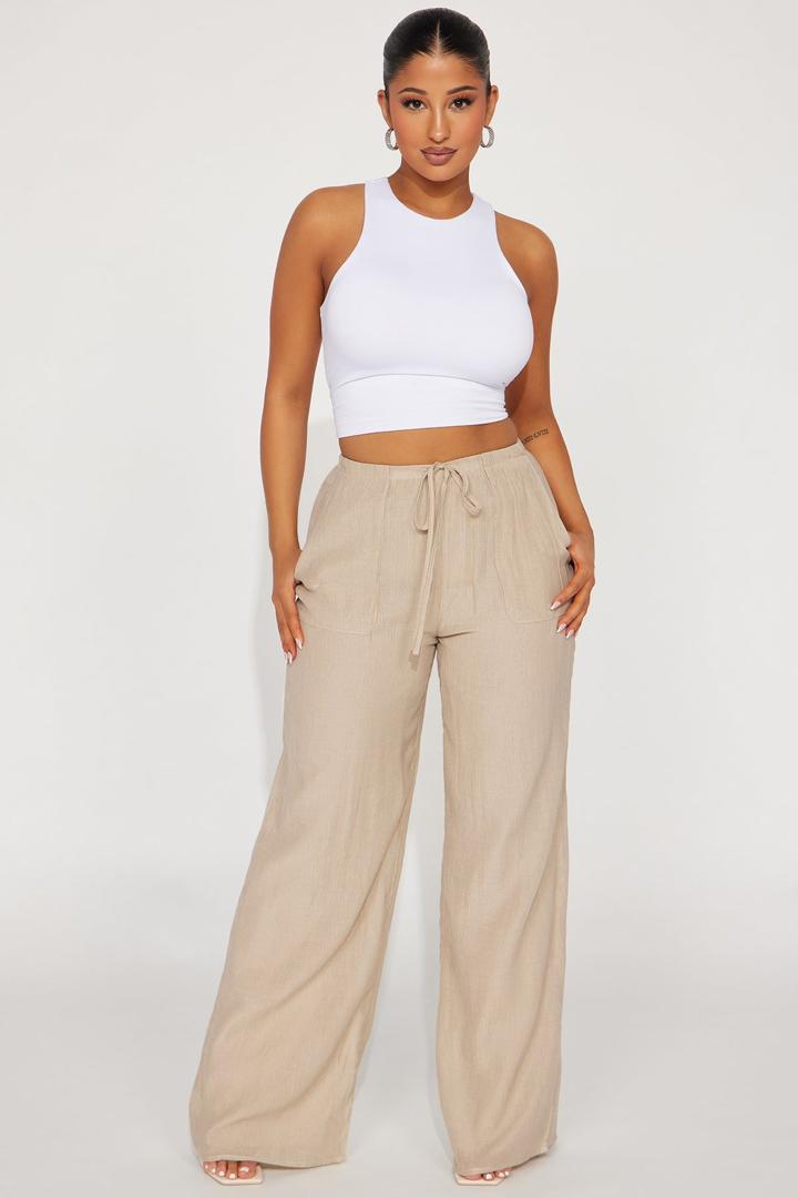 Cream Wide-Leg Trousers