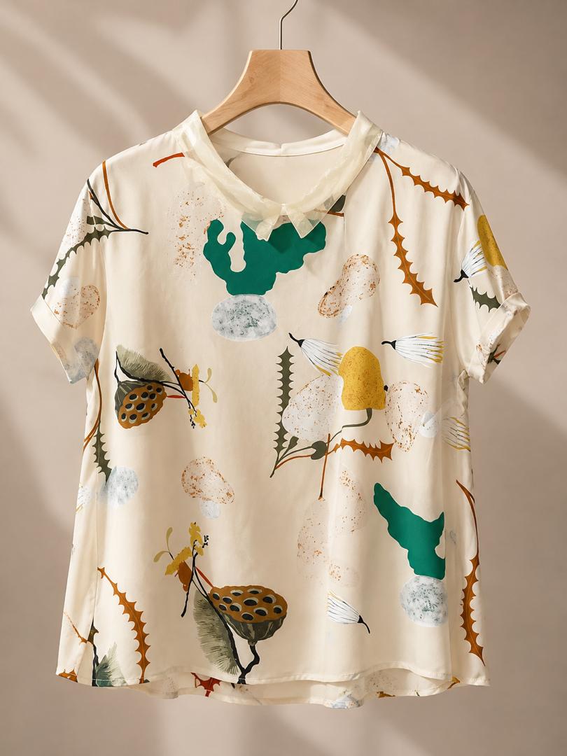 Printed Short-Sleeve Blouse