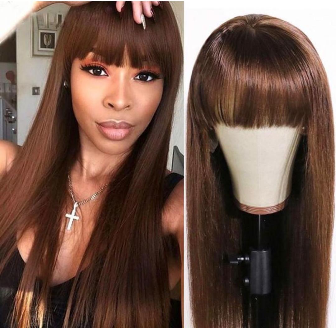 Brown Straight Fringe Wig