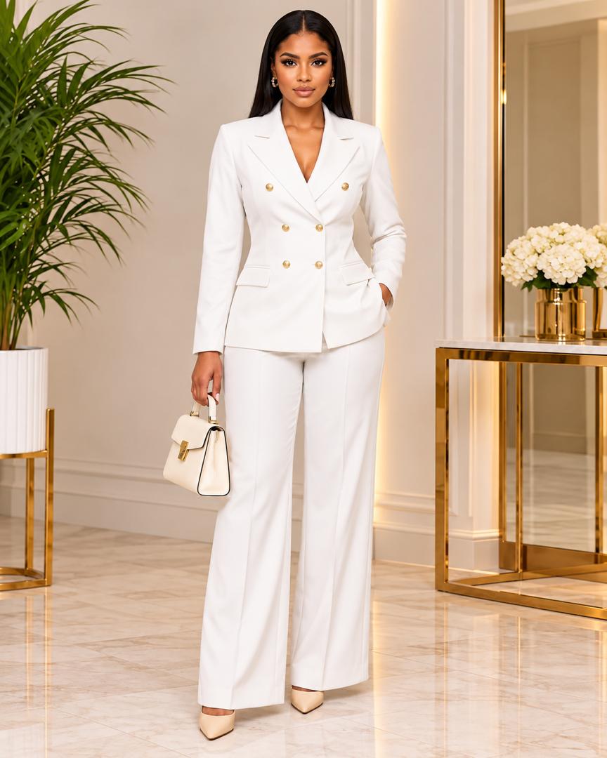 White Double Breasted Suit
