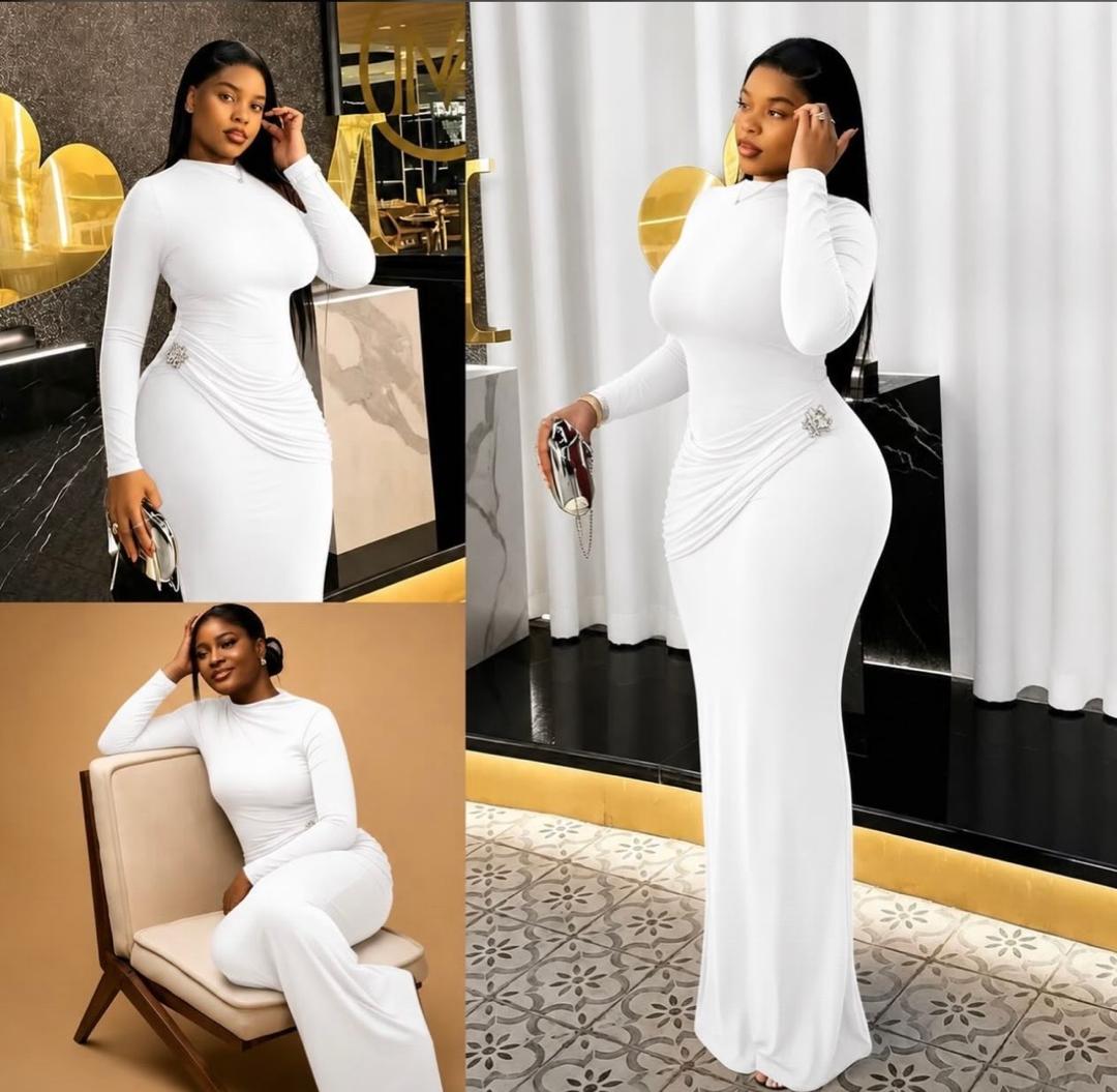White Draped Maxi Dress