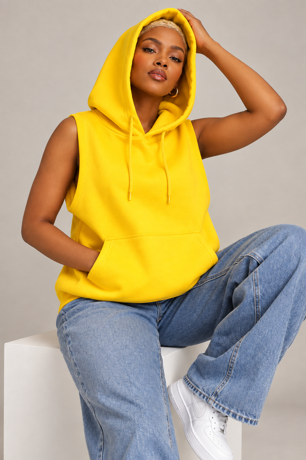 Yellow Sleeveless Hoodie